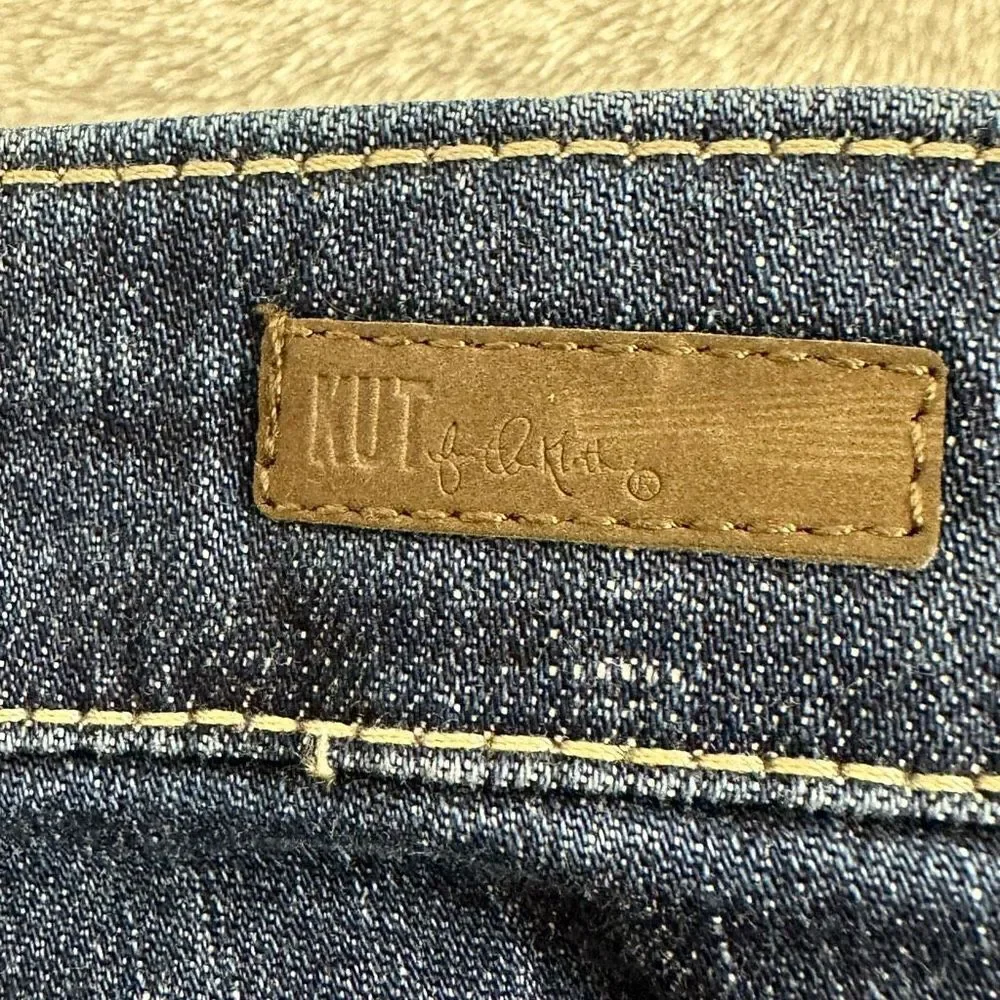 Kut From The Cloth Women's 6 Natalie Long Bermuda Shorts Blue Denim Flap Pockets
